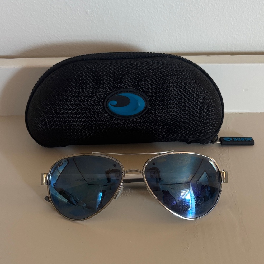 MAKE OFFER Costa Silver Frame Blue Lens Sunglasses